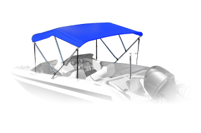 Oceansouth 4 Bow Bimini Top – Blue – 61-66" Wide X 8ft Long – With Rear Poles – Standard Fit